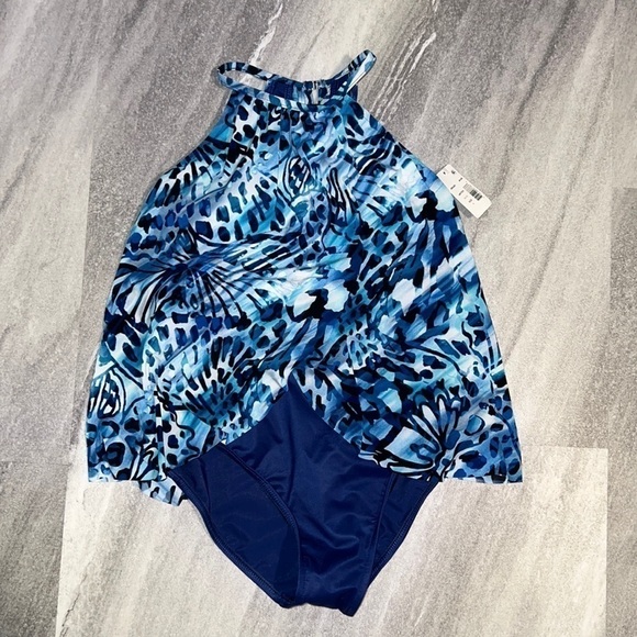 One piece Magicsuit Blue Tide Aubrey High Neck blue animal print Swimsuit size 8 - Picture 3 of 8